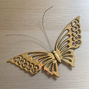 Brass butterfly wall decor, cottagecore vintage, 9.5 inches wide